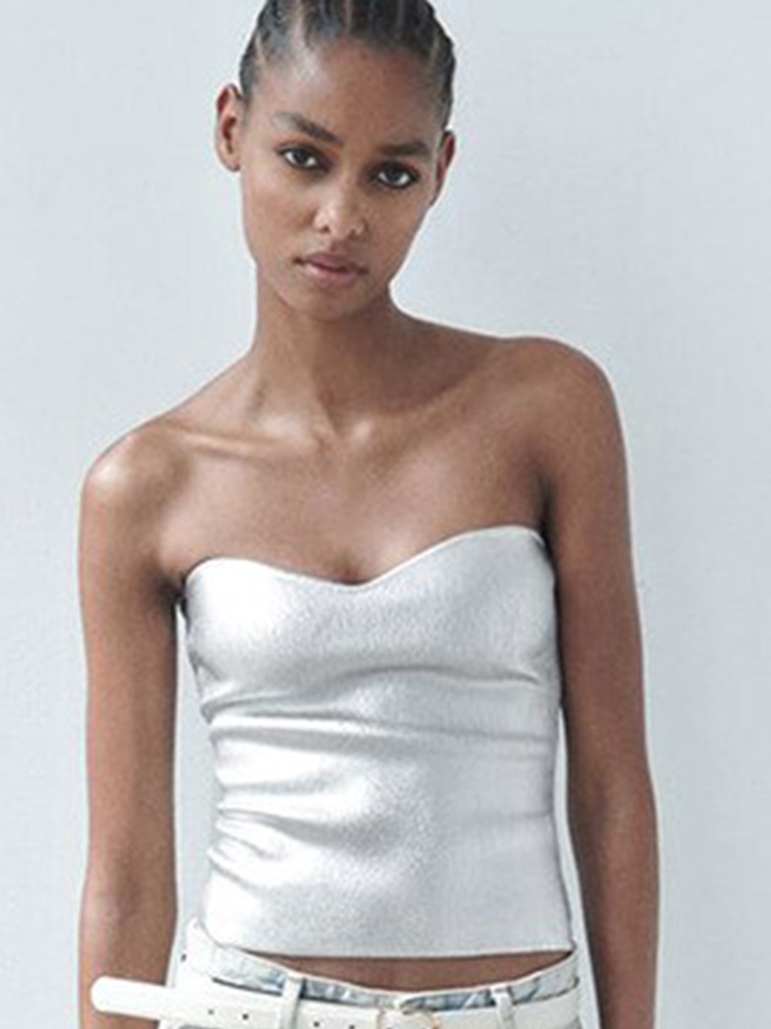 

StyleCast Silver-Toned Strapless Crop Tube Top