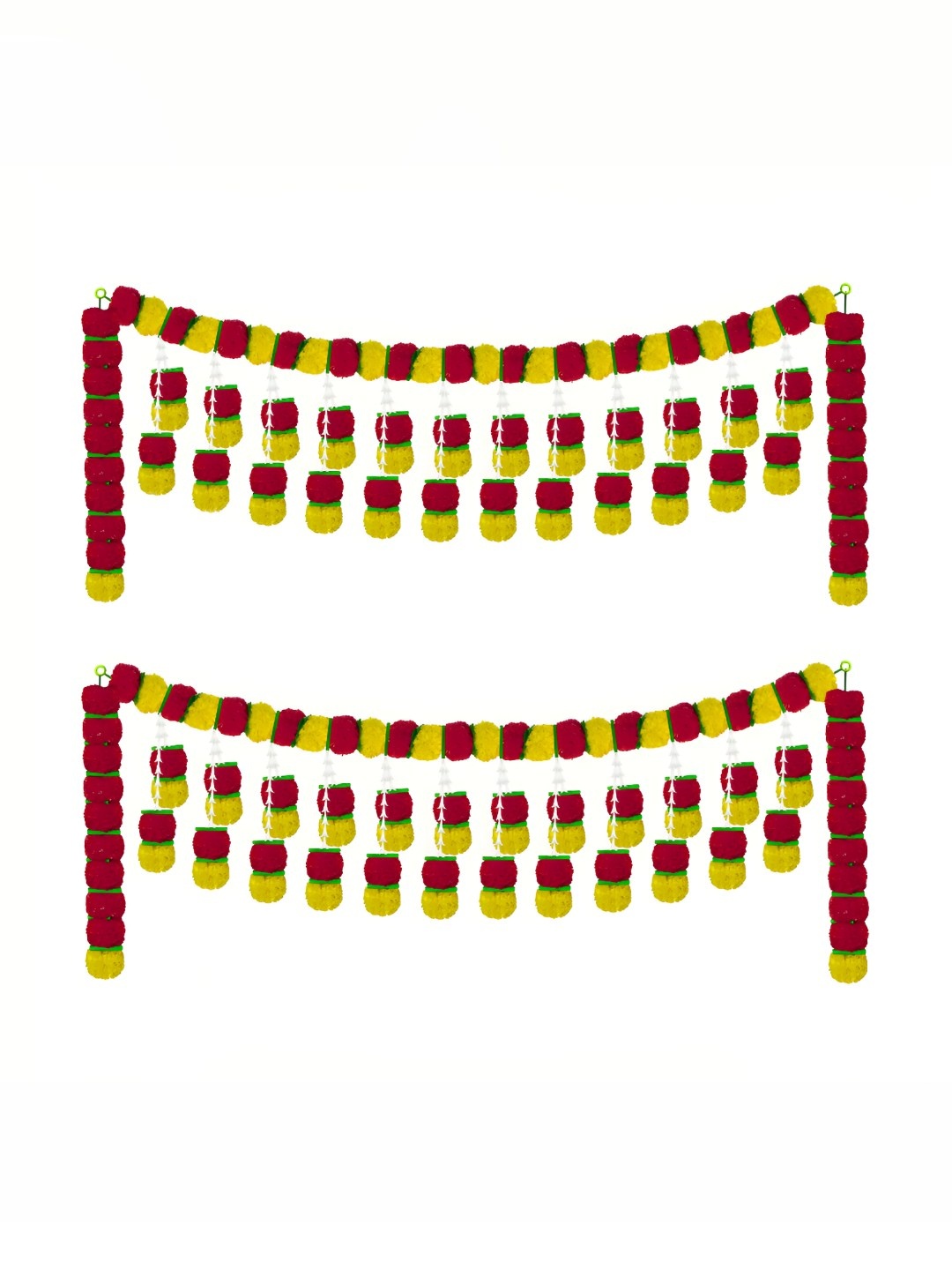 

iHandikart Red 2 Pieces Hanging Marigold With Rajnigandha Artificial Flower