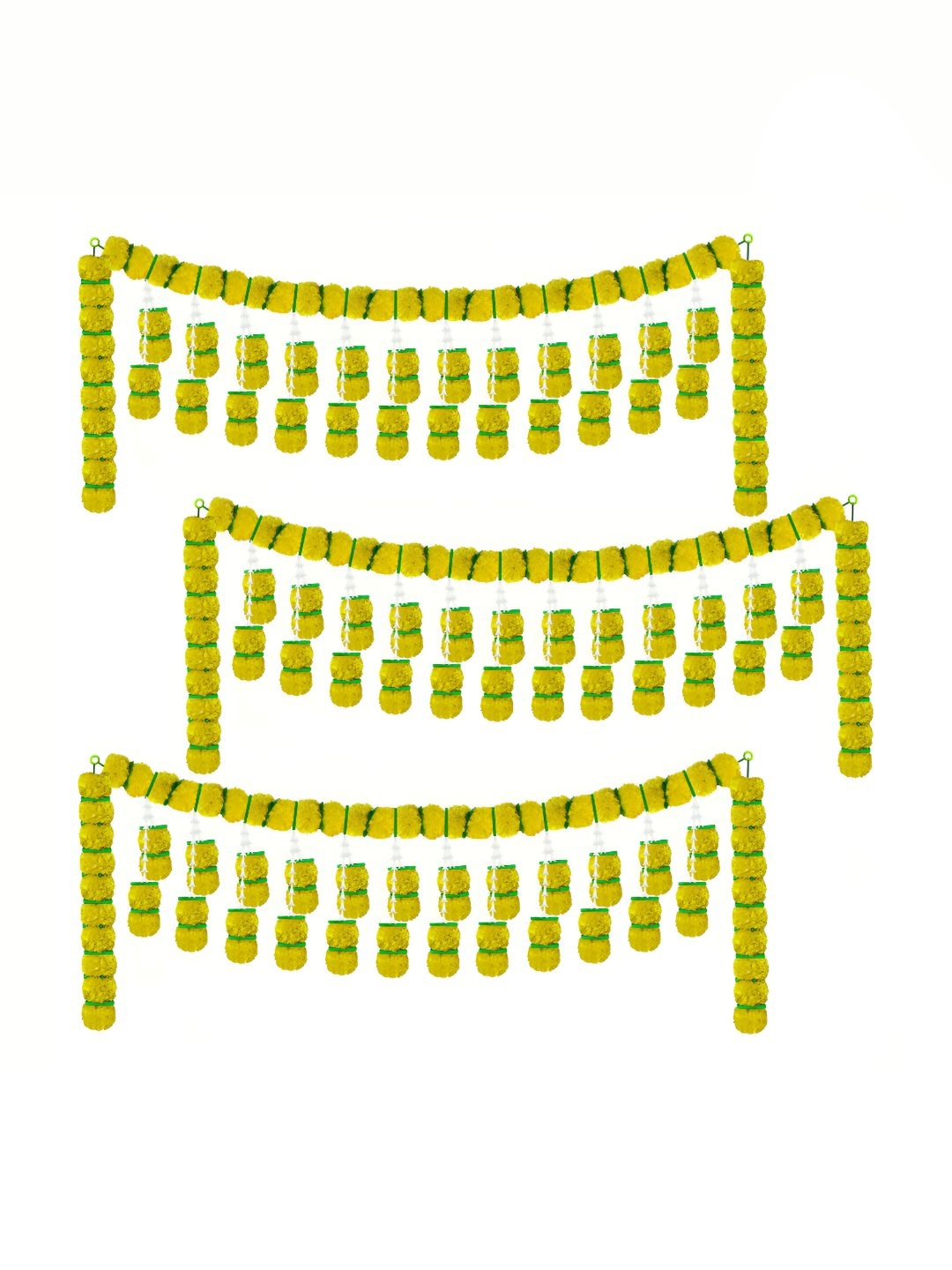 

iHandikart Yellow 3 Pieces Hanging Marigold With Rajanigandha Artificial Flower