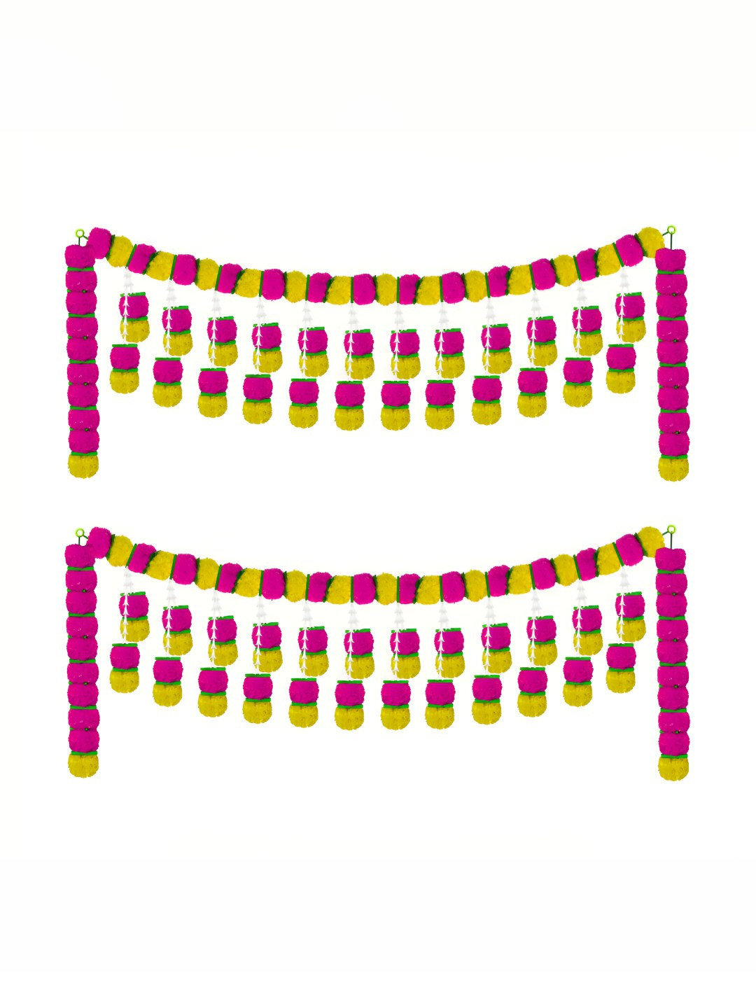 

iHandikart Pink & Yellow 2 Pieces Hanging Marigold Artificial Flower