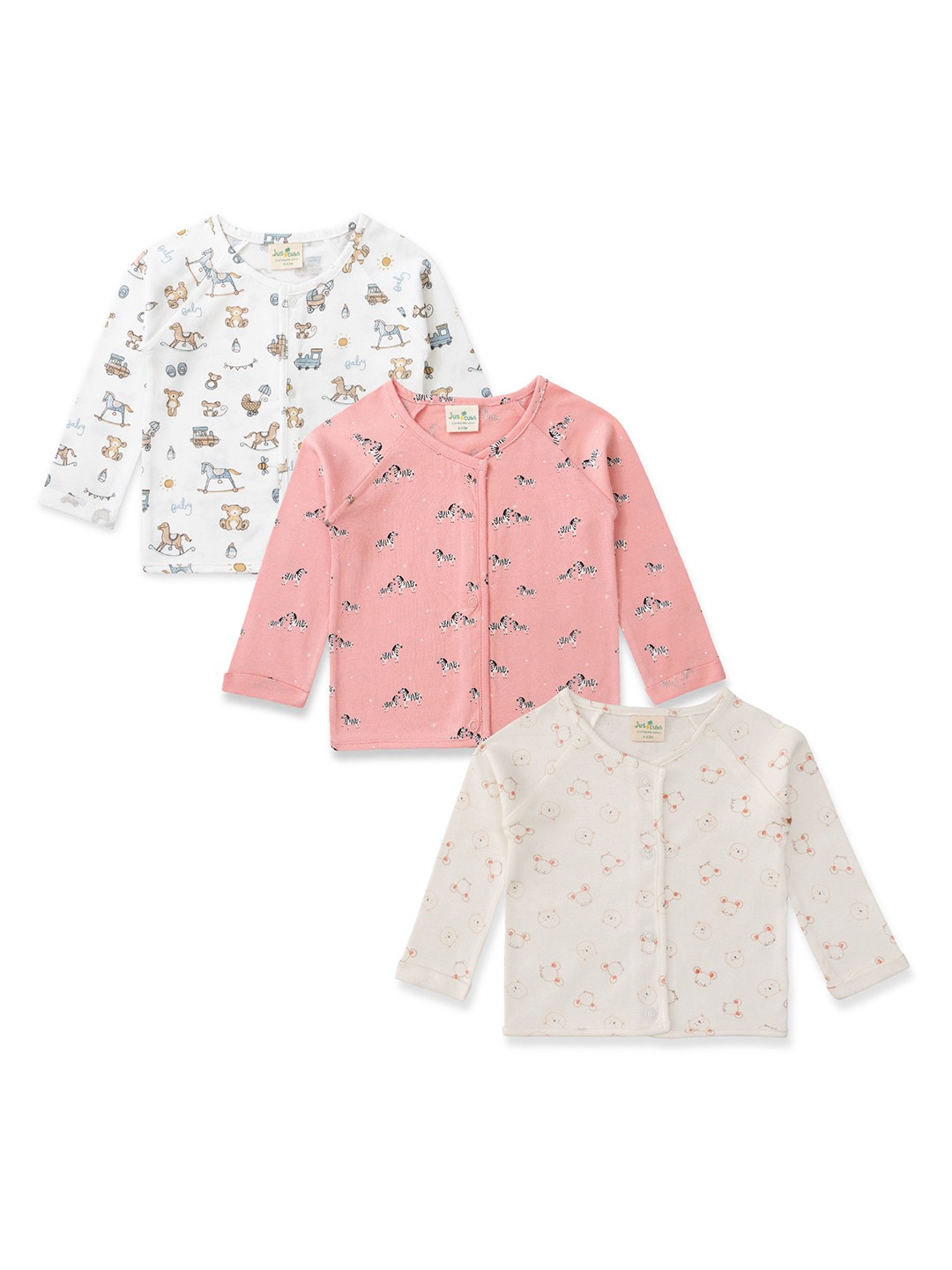 

JusCubs Boys Pack Of 3 Conversational Printed Raglan Sleeves Cotton T-shirts, White
