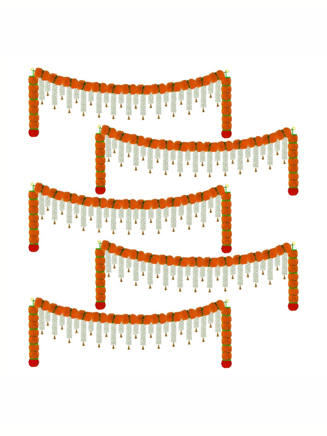 

iHandikart Red & Orange 5 Pieces Hanging Marigold Artificial Flower