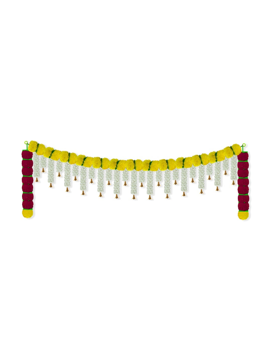 

iHandikart Yellow & Red Hanging Marigold Artificial Flower With Pot