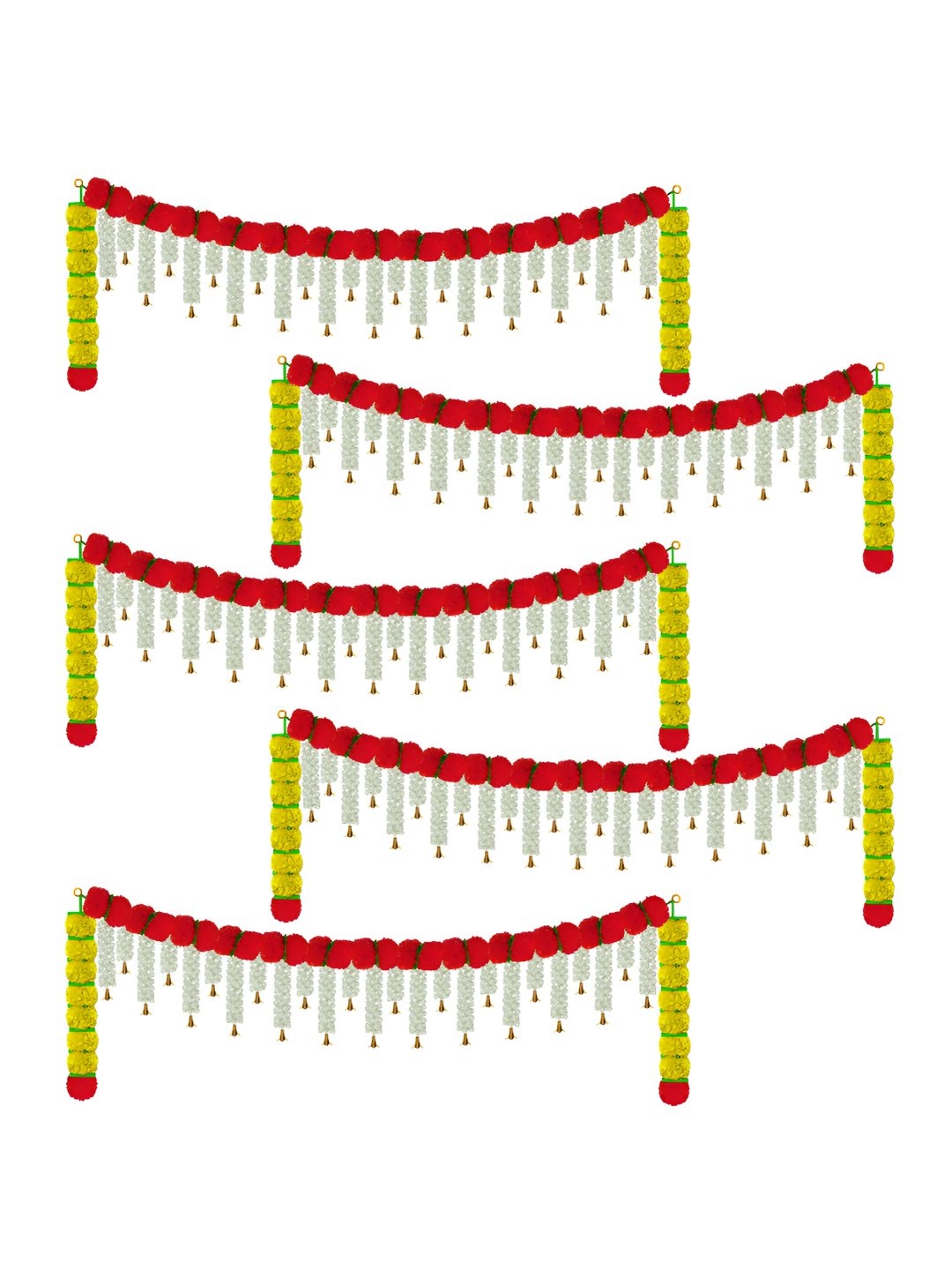 

iHandikart Red & Yellow 5 Pieces Hanging Marigold Artificial Flower