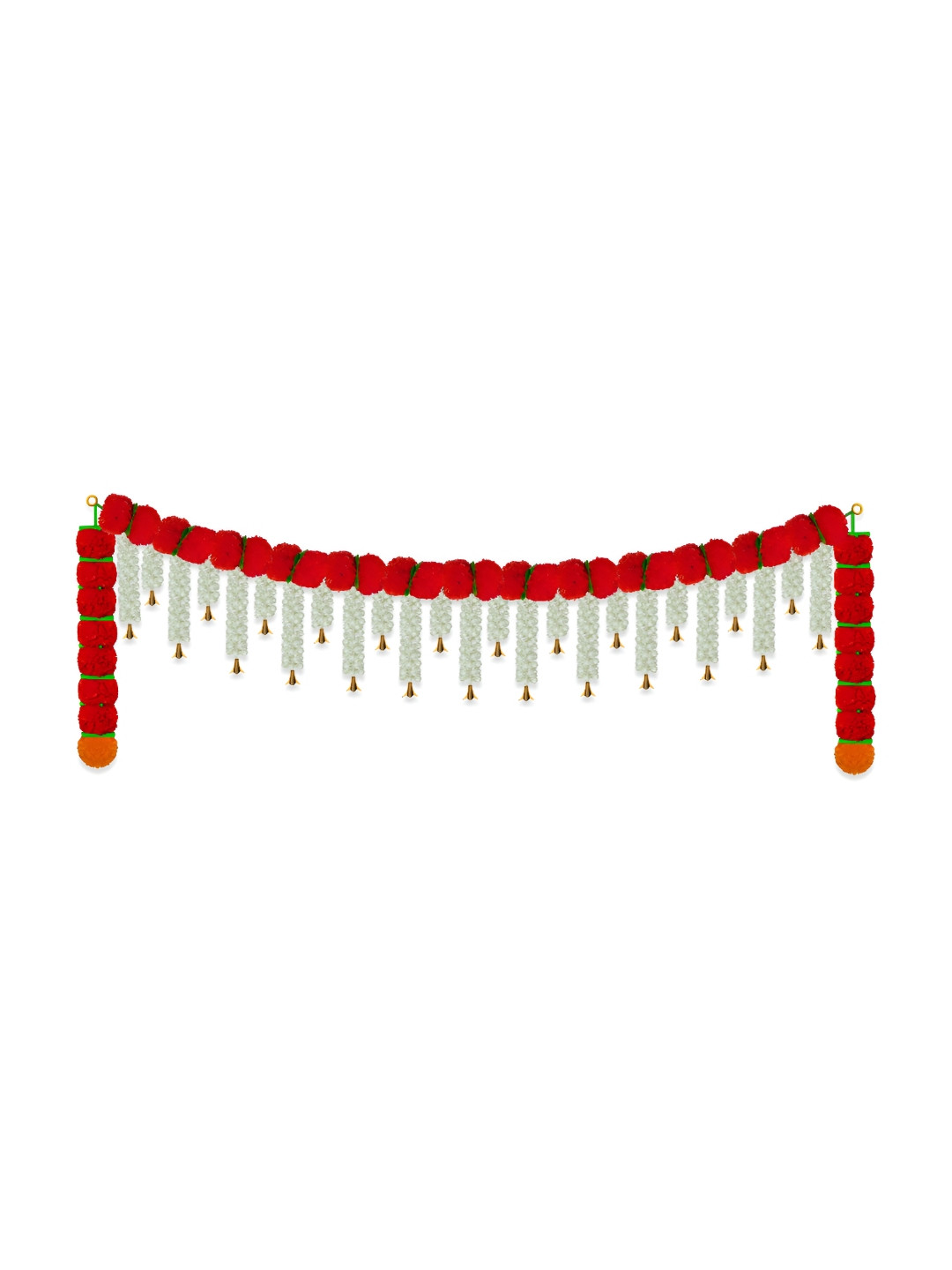 

iHandikart Red & White Hanging Marigold Artificial Flower, Orange