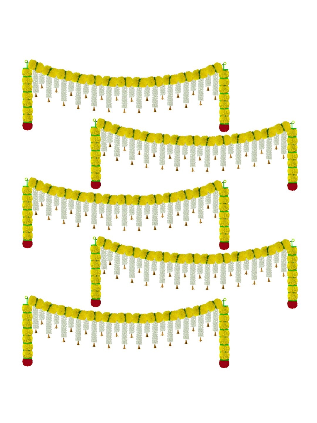 

iHandikart Red & Yellow 5 Pieces Hanging Marigold Artificial Flower