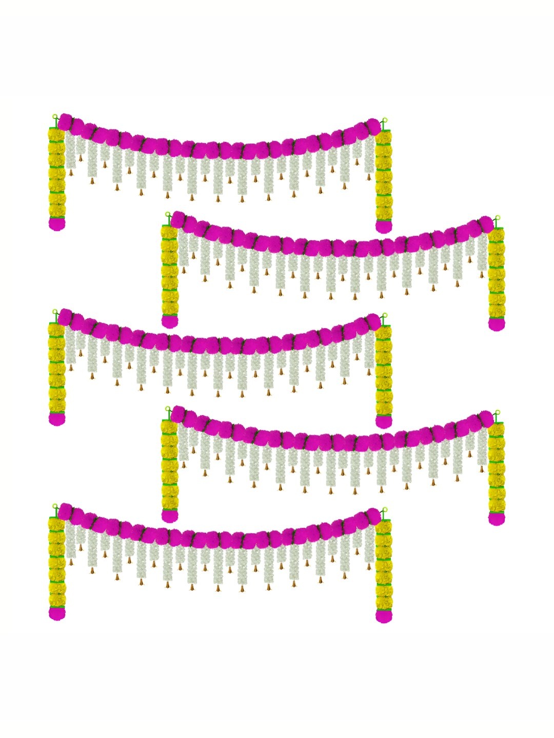 

iHandikart Pink & Yellow 5 Pieces Hanging Marigold Artificial Flower