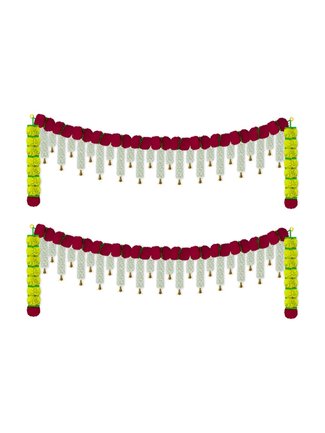 

iHandikart Red & White 2 Pieces Hanging Marigold Artificial Flower