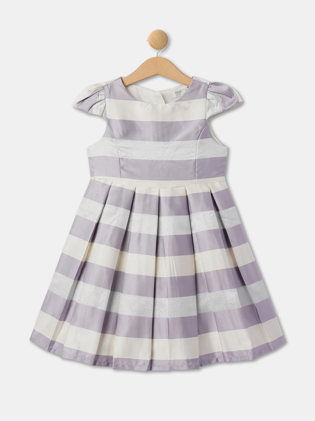 

R&B Girls Striped Fit & Flare Dress, Purple