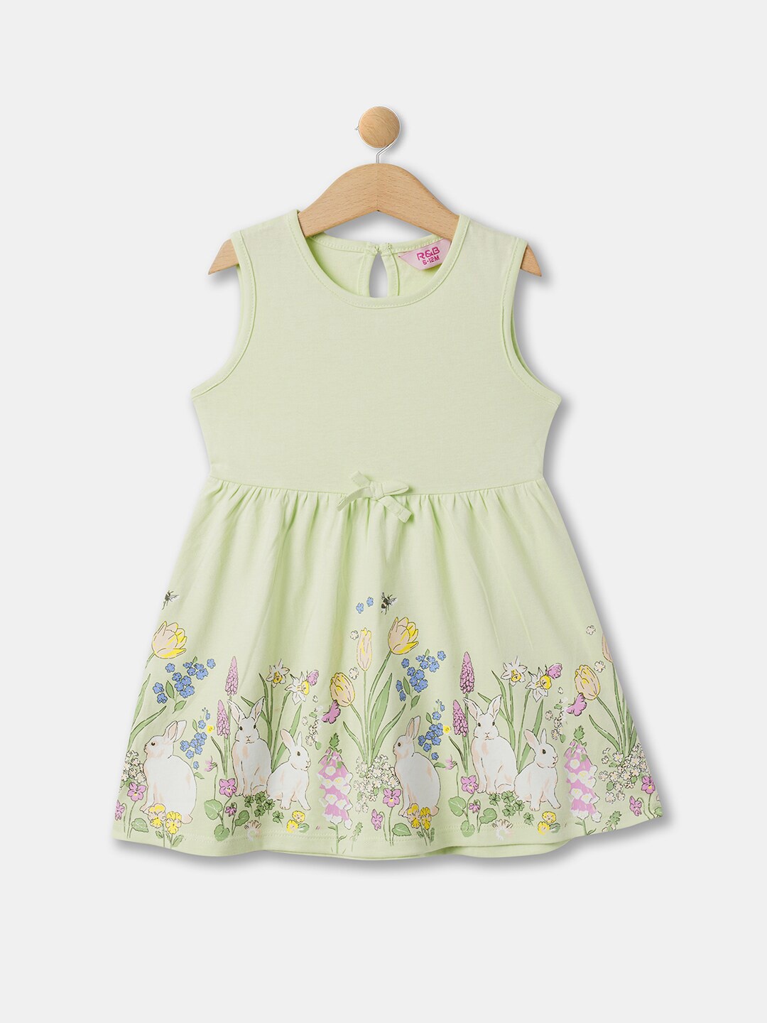 

R&B Girls Floral Printed A-Line Dress, Green