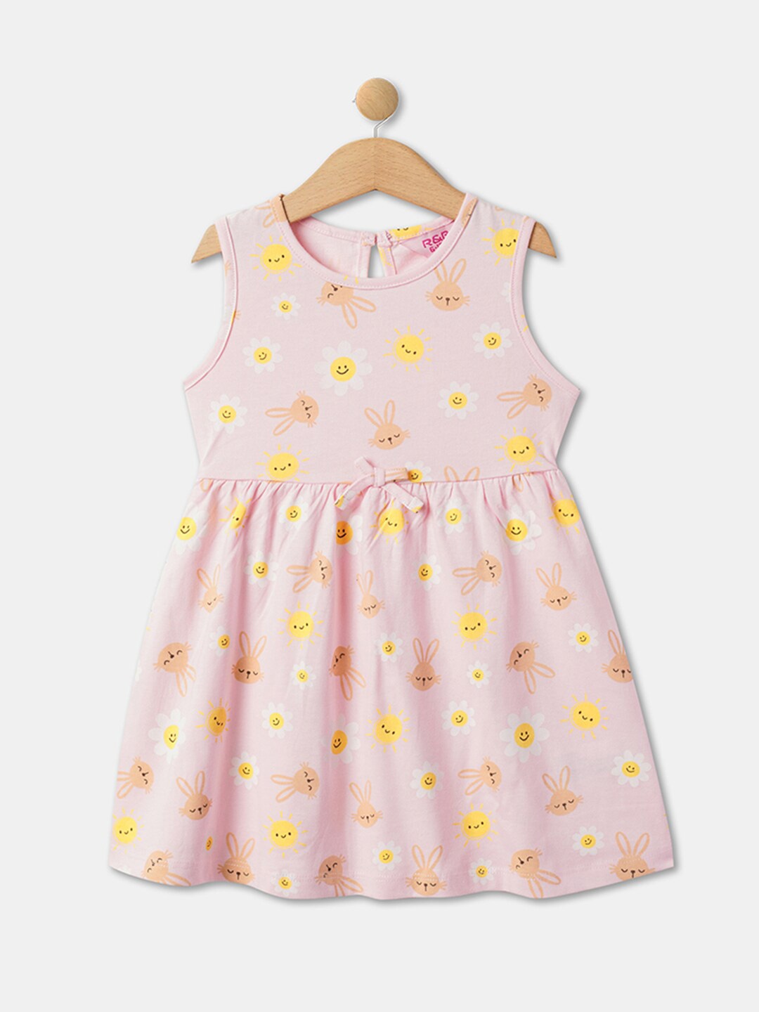 

R&B Girls Floral Printed Cotton Fit & Flare Dress, Pink