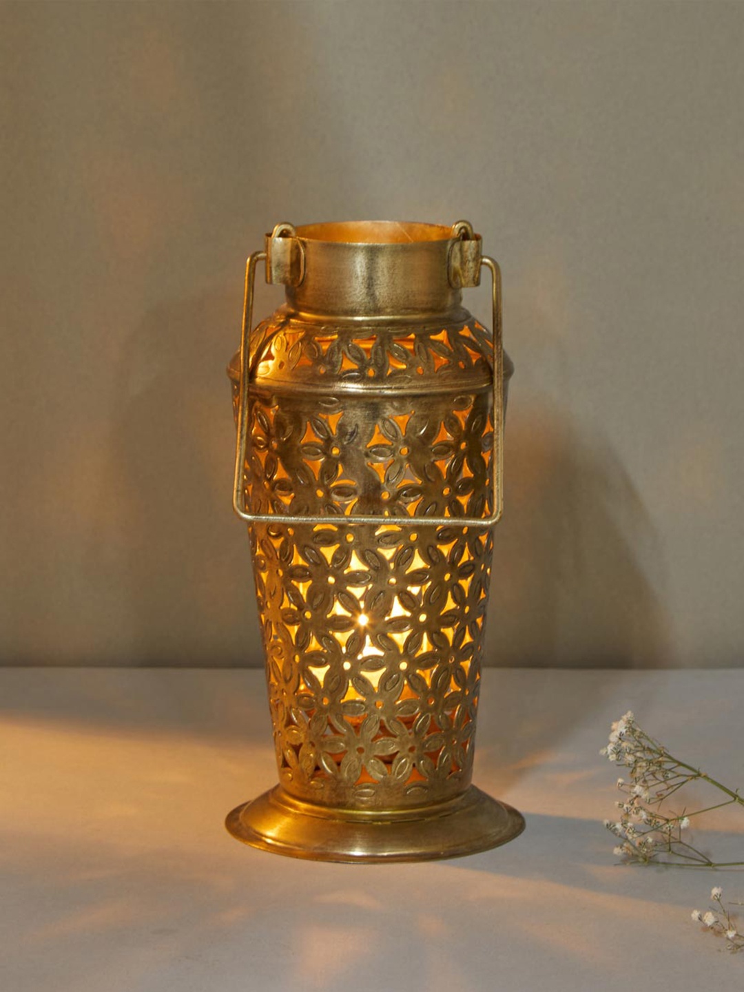 

Fabindia Gold-Toned Brass Cylinder Traditional Taara Table Lantern