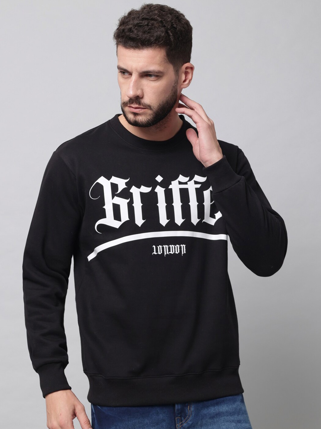 

GRIFFEL Typographic Printed Fleece Sweatshirt, Black
