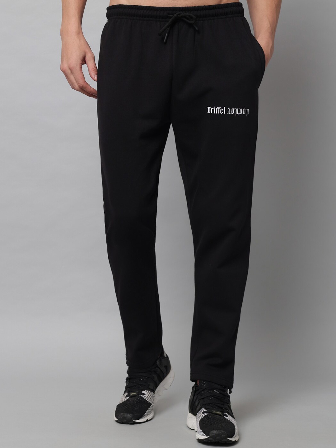 

GRIFFEL Men Mid-Rise Track Pants, Black