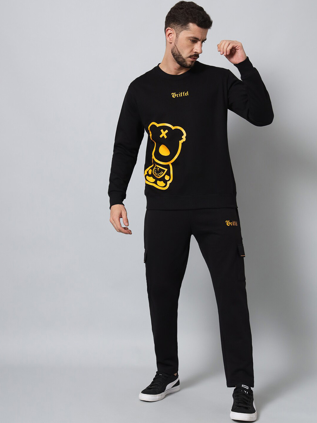 

GRIFFEL Graphic Printed Fleece Tracksuit, Black