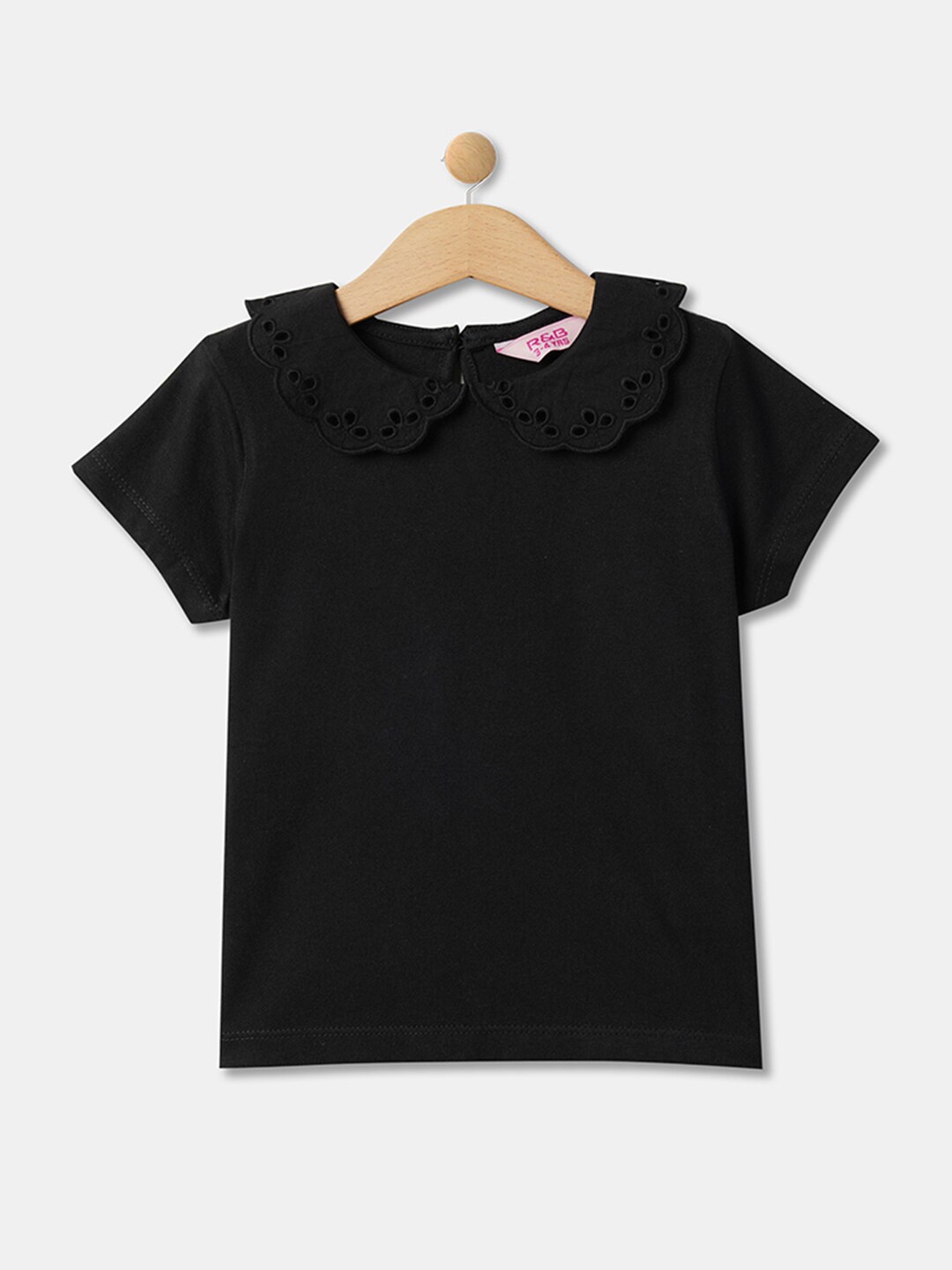 

R&B Girls Cotton Regular Top, Black