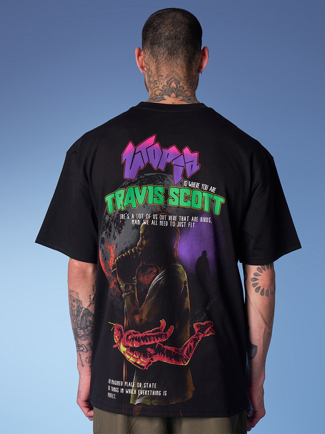 

Bonkers Corner Black Graphic Printed Drop-Shoulder Cotton Oversized T-shirt