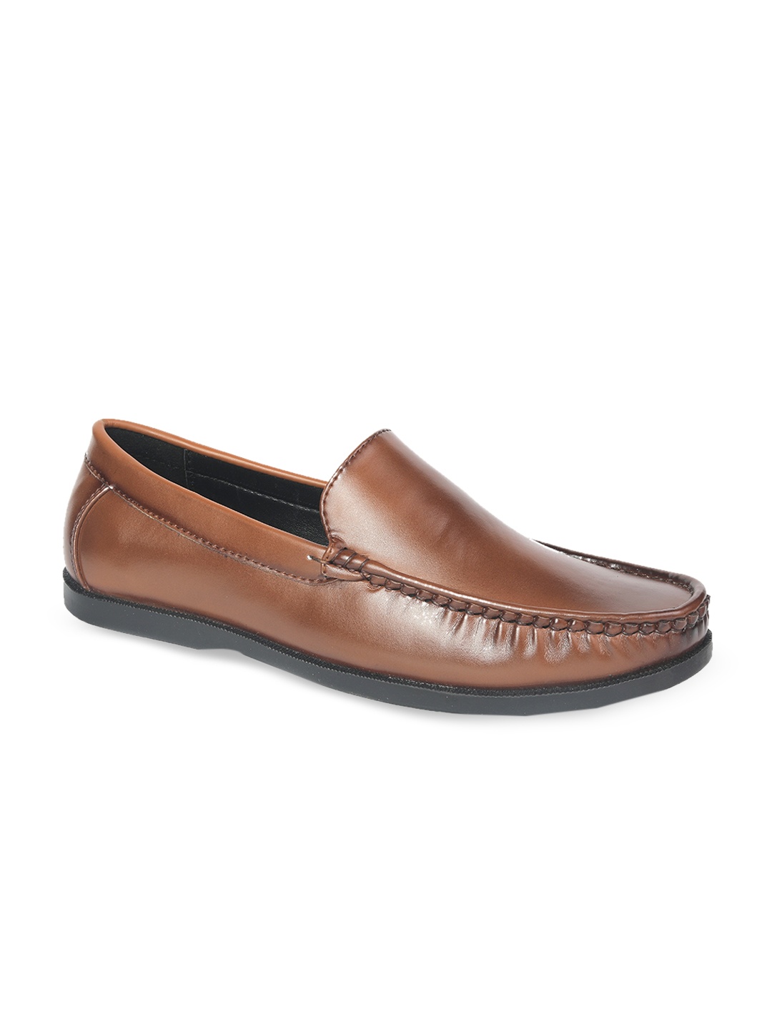 

BRATVA Men Round Toe Formal Loafers, Tan