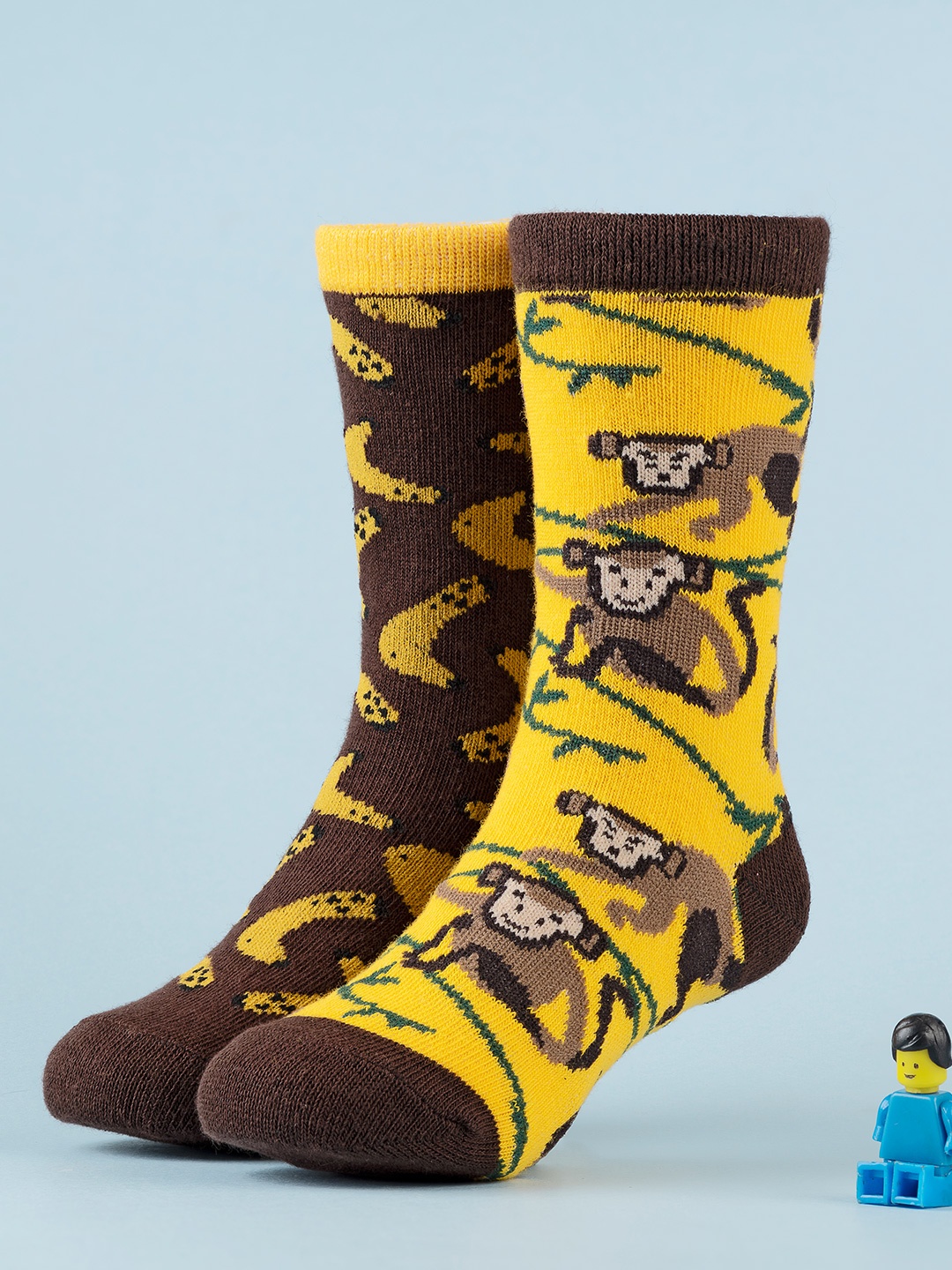

Yellow Bee Boys Pack Of 2 Printed Cotton Above Ankle-Length Socks, Black