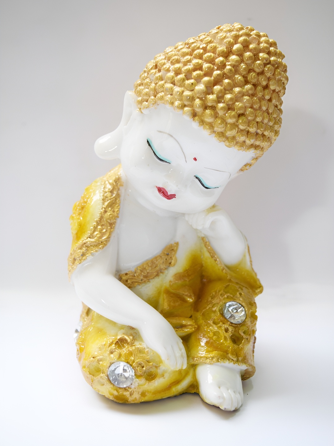 

GW CREATIONS Yellow & White Buddha Idol Showpiece