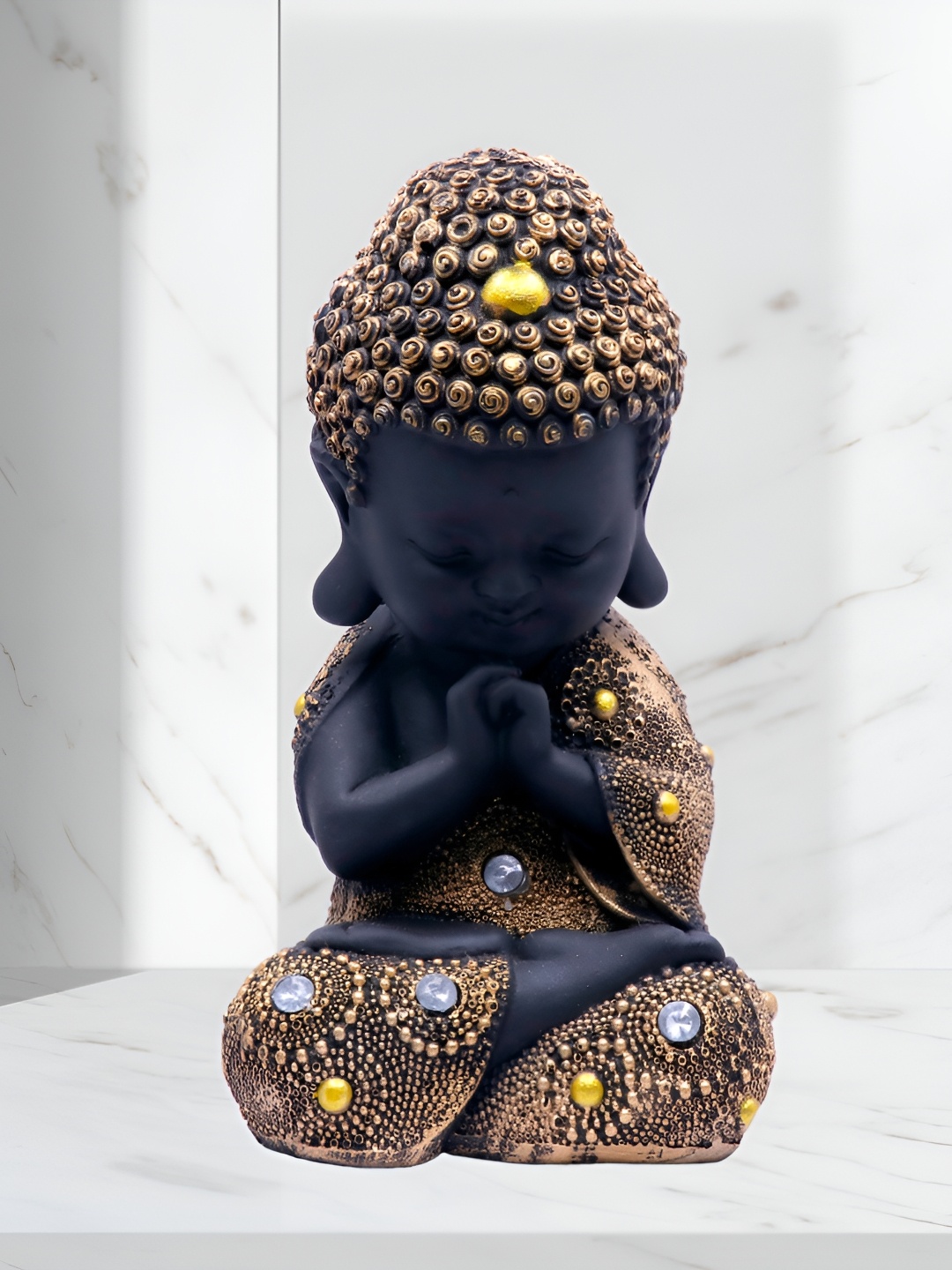 

GW CREATIONS Gold Toned & Black Buddha Idol Showpiece