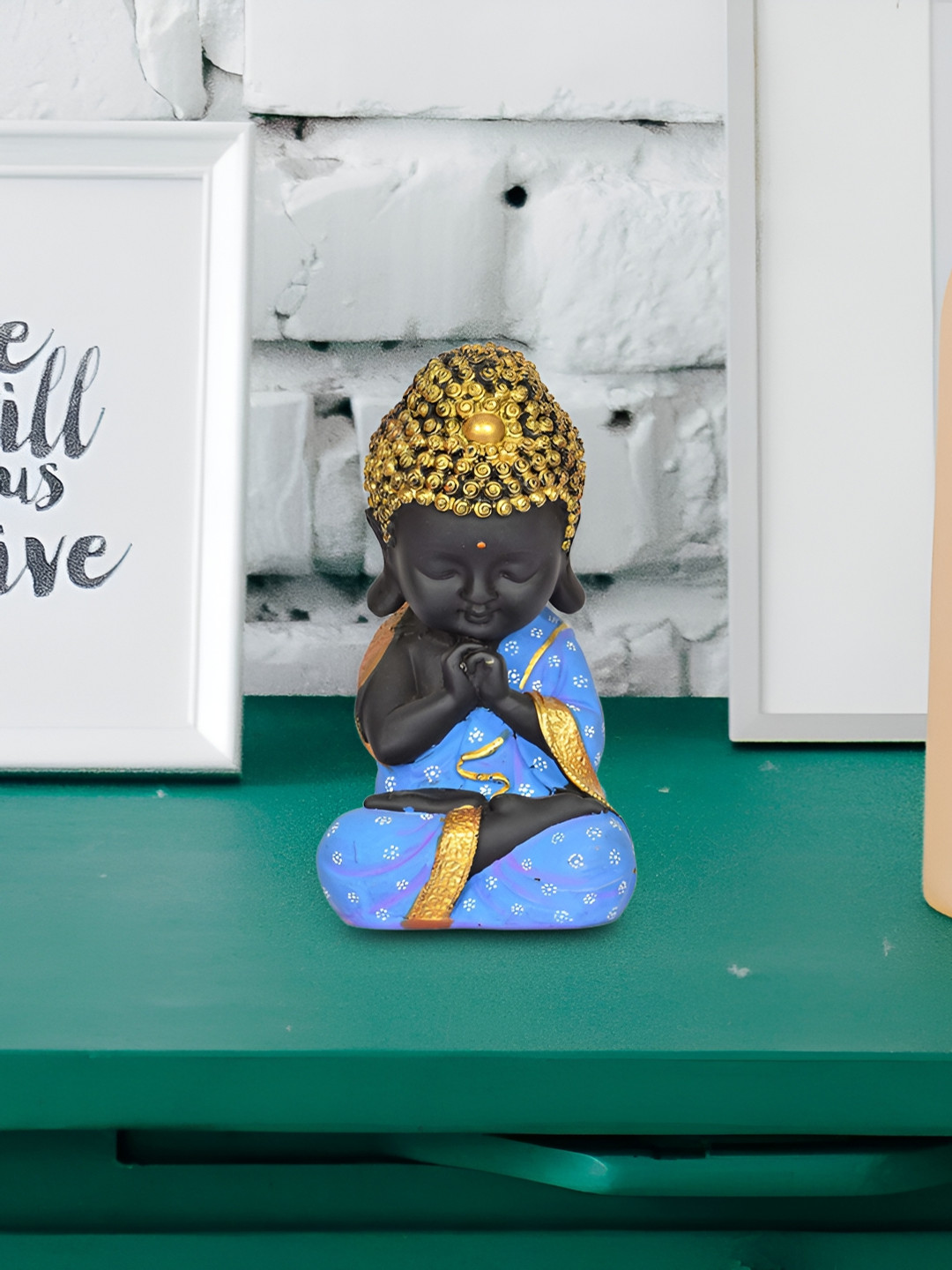 

GW CREATIONS Blue & Gold Toned Buddha Idol Showpiece