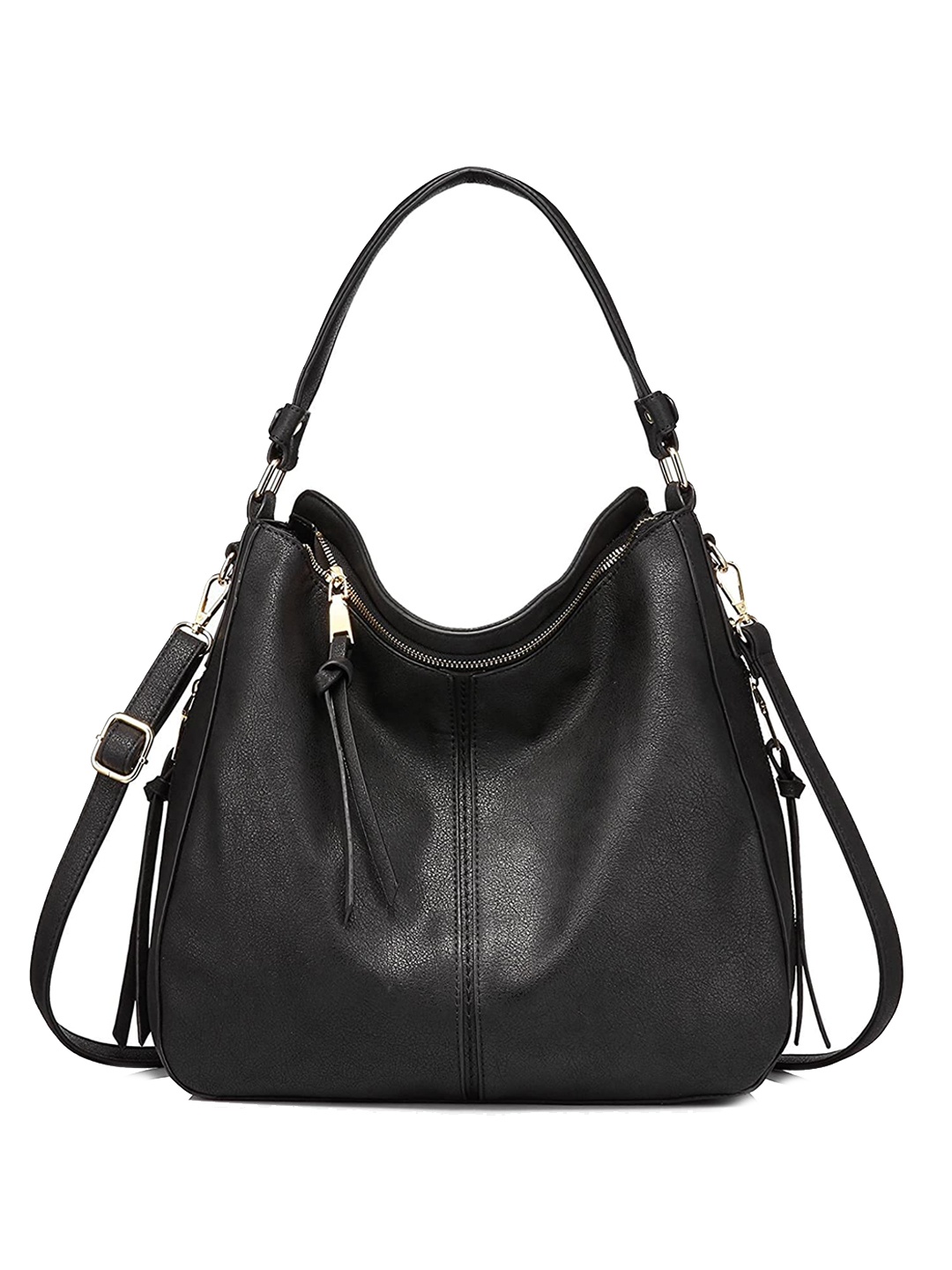 

Mast & Harbour Textured Half Moon Hobo Bag, Black