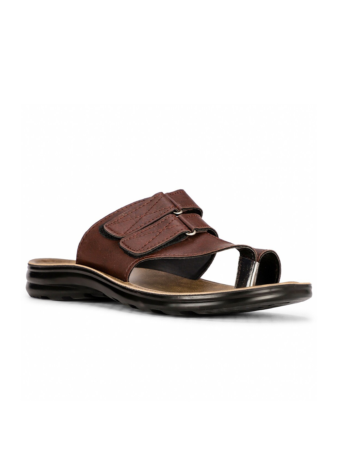 

Bata Men One Toe Comfort Sandals With Velcro Closure, Brown