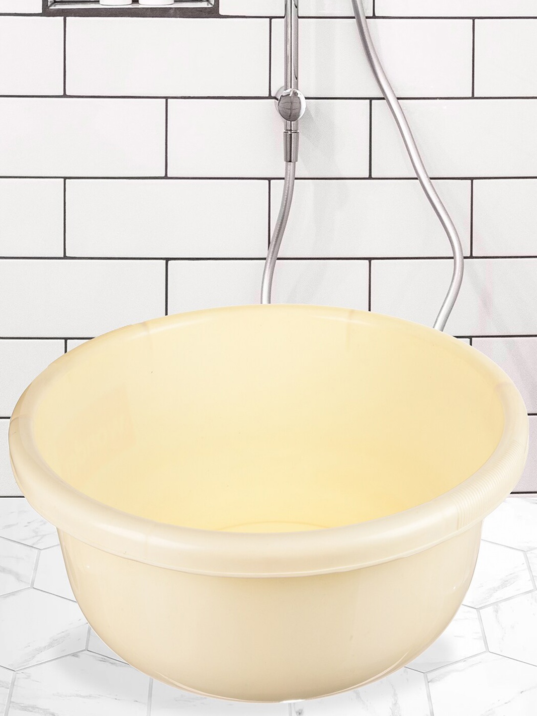 

Kuber Industries Cream 2 Pieces Durable Baby Bath Tub 38 L