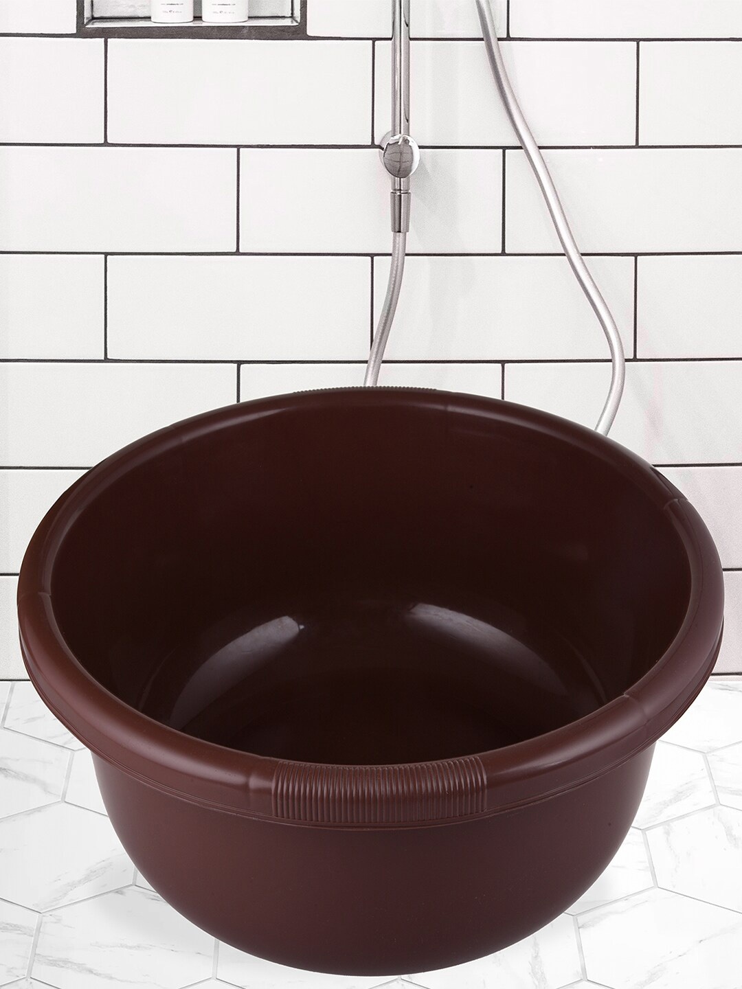 

Kuber Industries Brown & Cream 2 Pieces Durable Baby Bath Tub 38 L