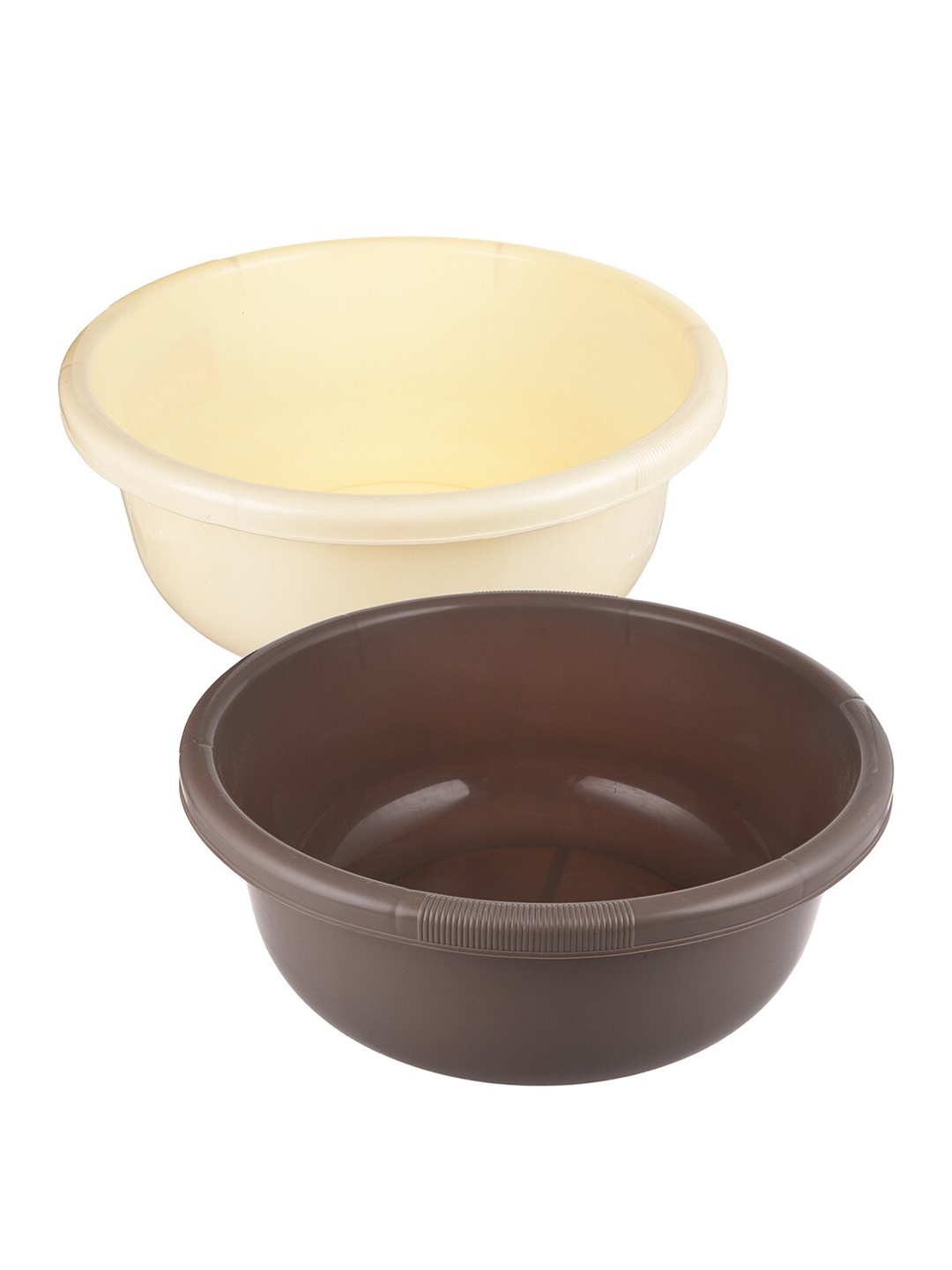 

Kuber Industries 2 Pieces Brown & Beige Solid Deep Tub