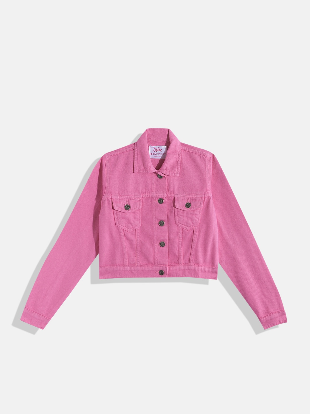 

JUSTICE Girls Crop Denim Jacket, Pink