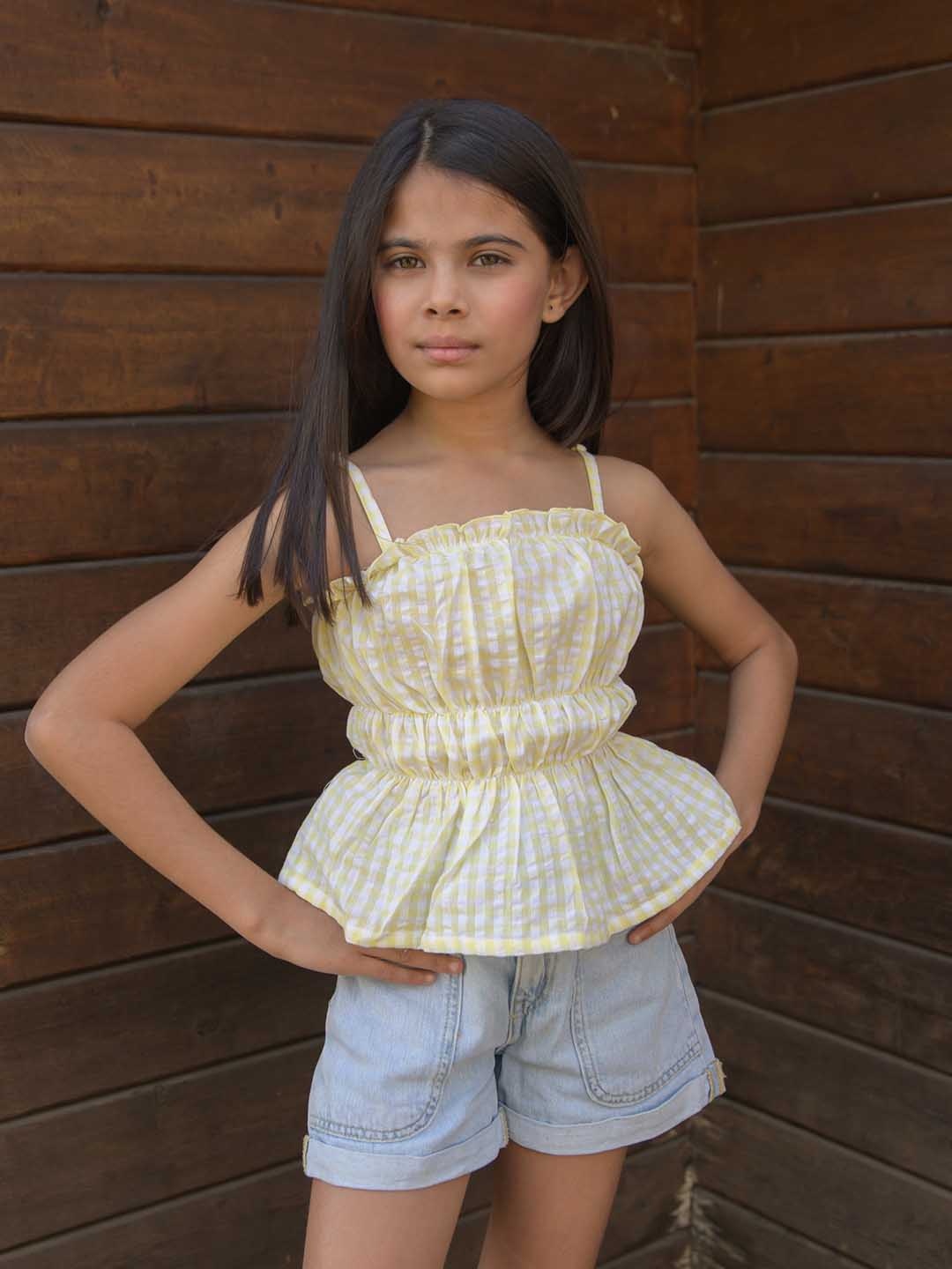 

Fairies Forever Girls Self Design Cotton Sleeveless Top, Yellow