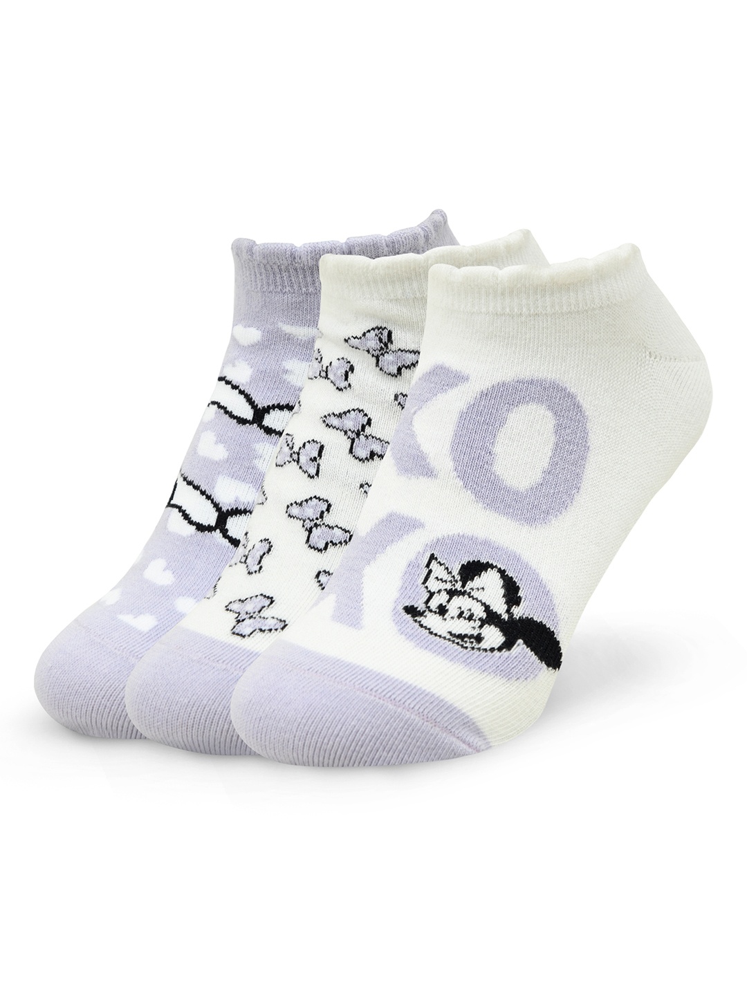 

Balenzia x Disney Pack Of 3 Mickey & Minnie Printed Ankle Length Socks, Red