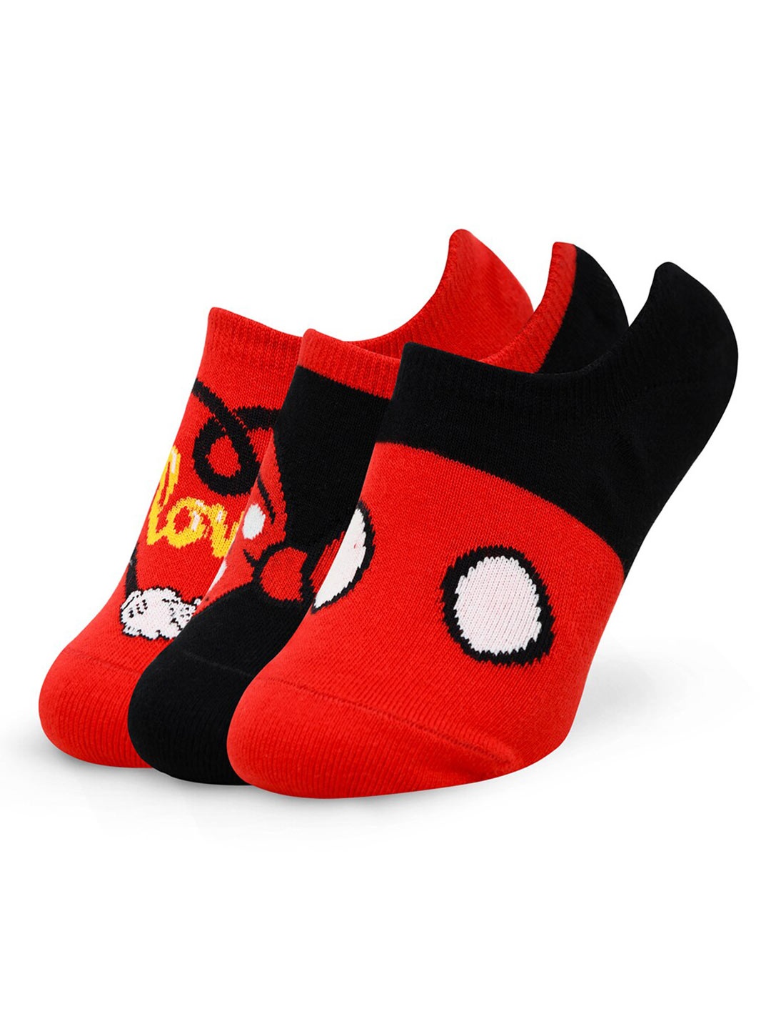 

Balenzia x Disney Pack of 3 Mickey & Minnie Printed Ankle-Length Socks, Black