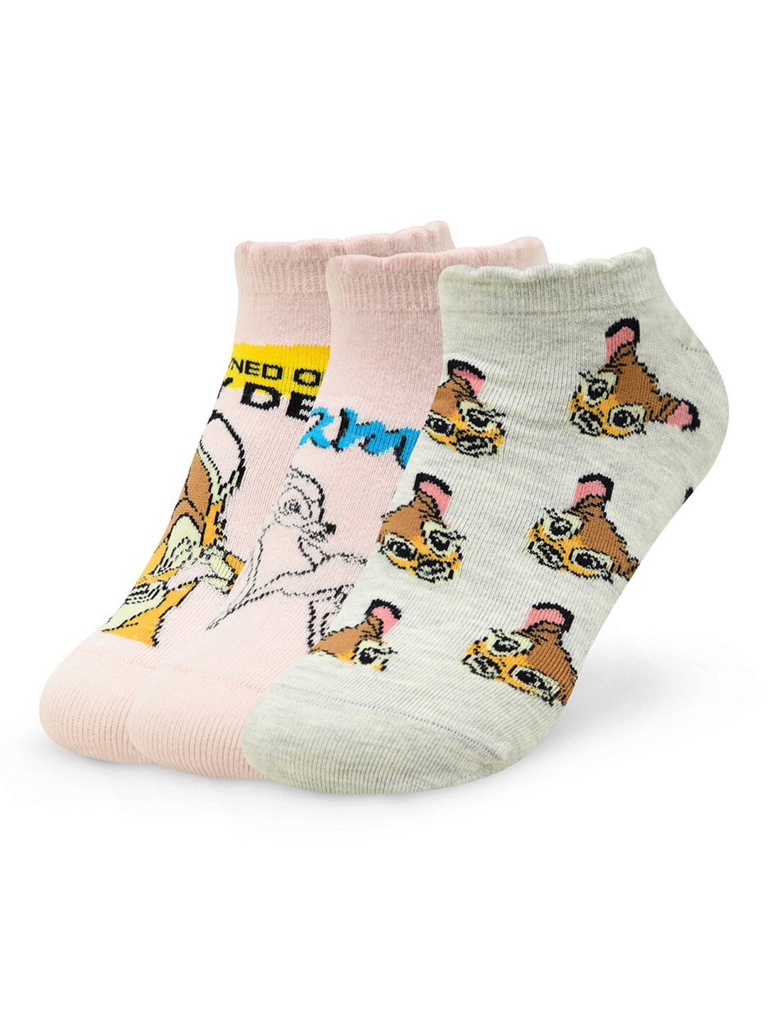 

Balenzia x Disney Pack Of 3 Pattered Cotton Ankle Length Socks, Pink
