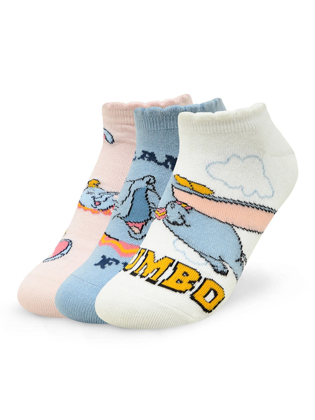 

Balenzia x Disney Pack of 3 Dumbo Patterned Ankle Length Socks, Blue