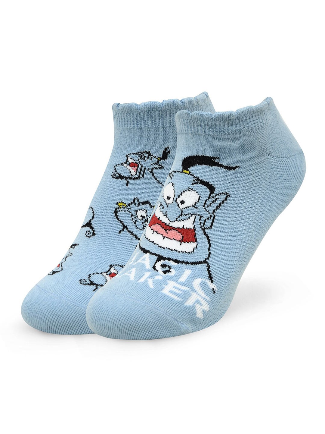 

Balenzia x Disney Pack of 2 Aladdin Genie-Patterned Low-Cut Ankle Length Socks, Blue