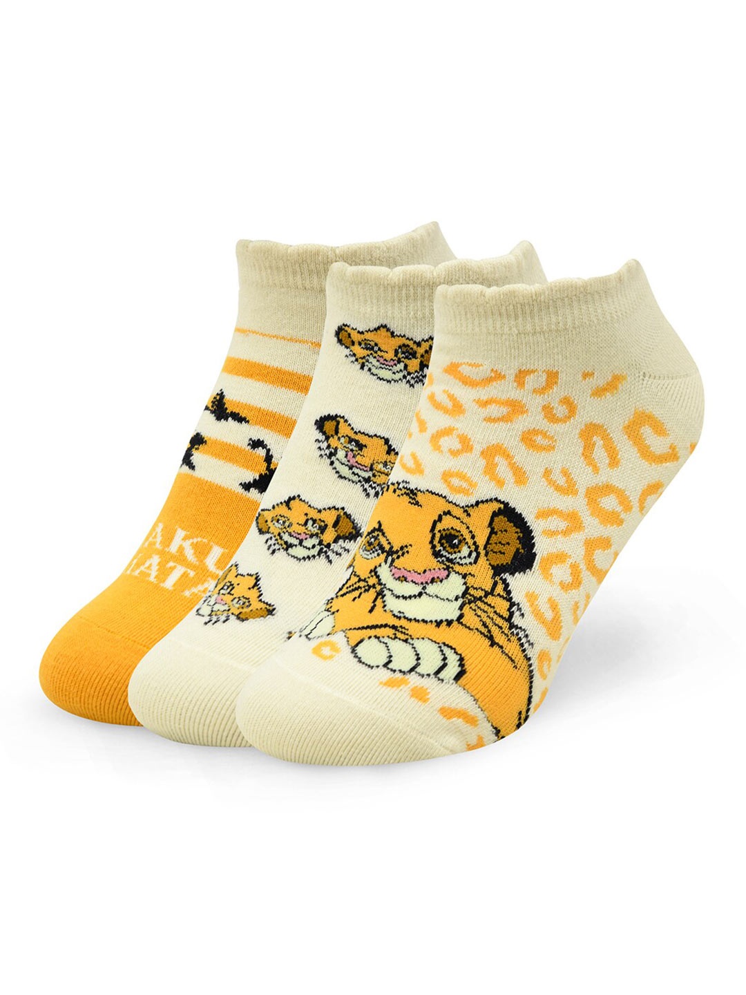 

Balenzia x Disney Pack Of 3 Patterned Cotton Ankle Length Socks, Mustard