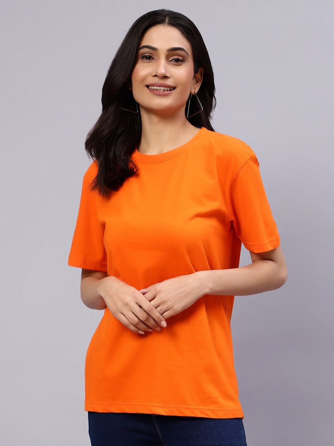 

DIAZ Drop-Shoulder Sleeves Oversized Cotton Longline T-shirt, Orange