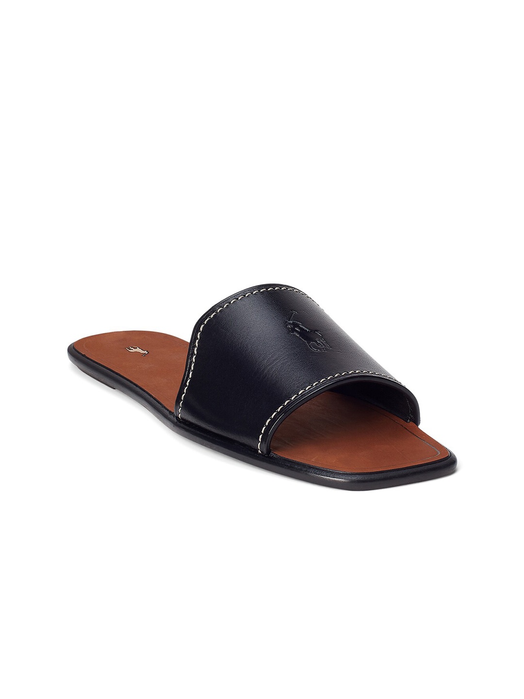 

Polo Ralph Lauren Leather Open Toe Flats, Black