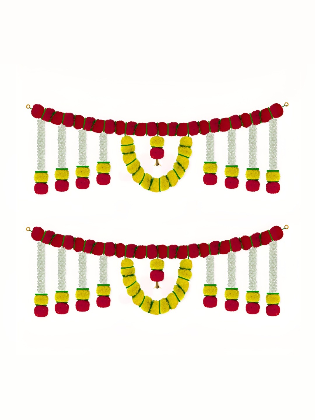 

iHandikart Red & White 2 Pieces Hanging Marigold Artificial Flower