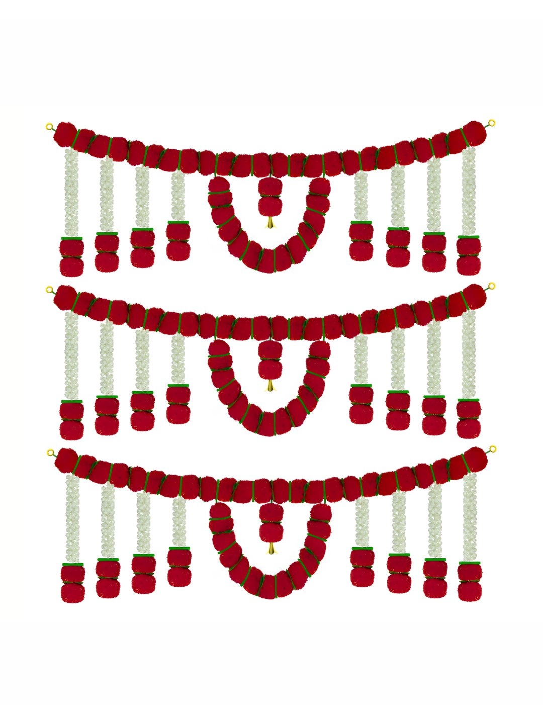 

iHandikart Red & White 3 Pieces Hanging Marigold Artificial Flower
