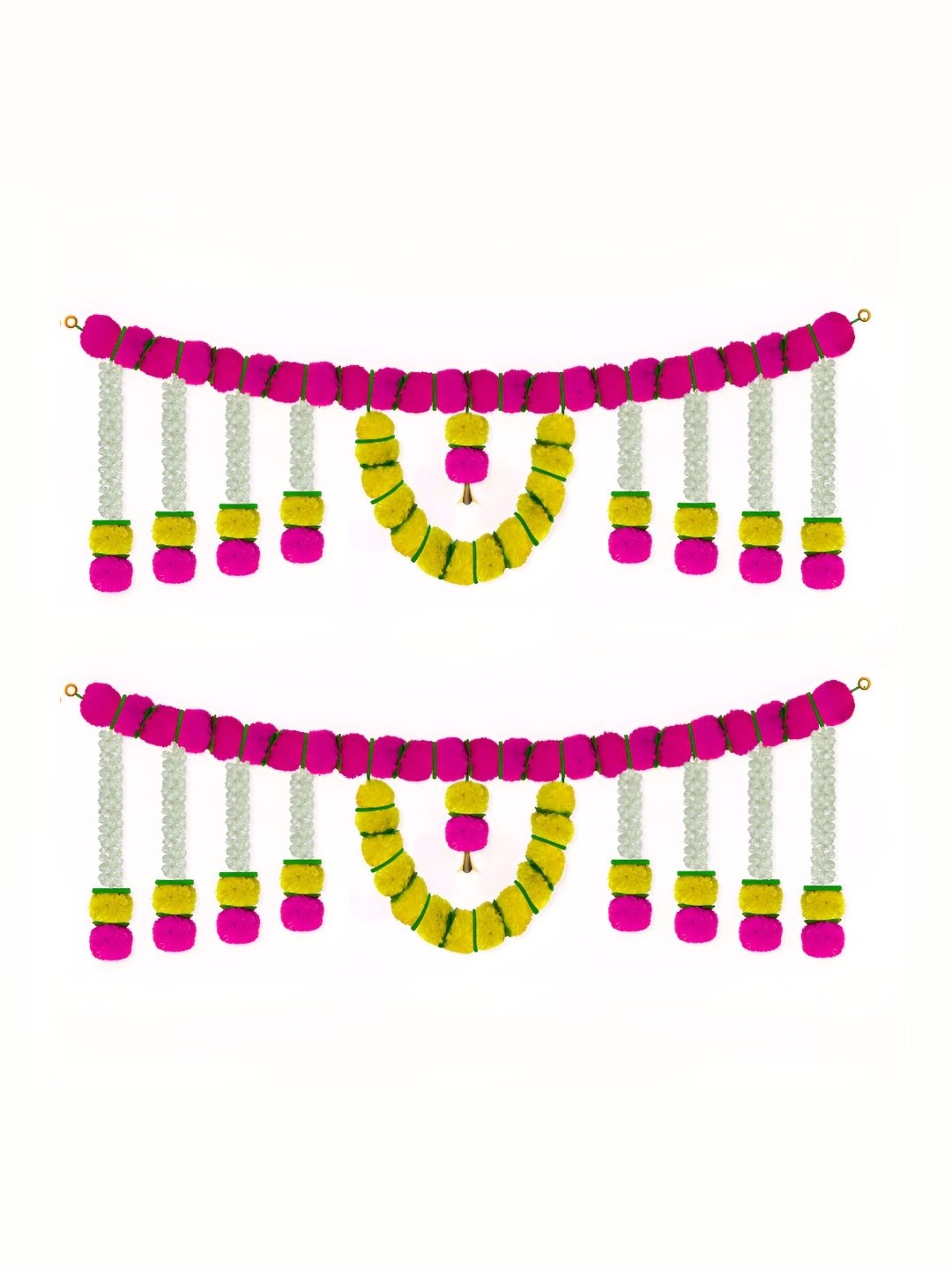 

iHandikart Pink & Yellow 2 Pieces Hanging Marigold Artificial Flower