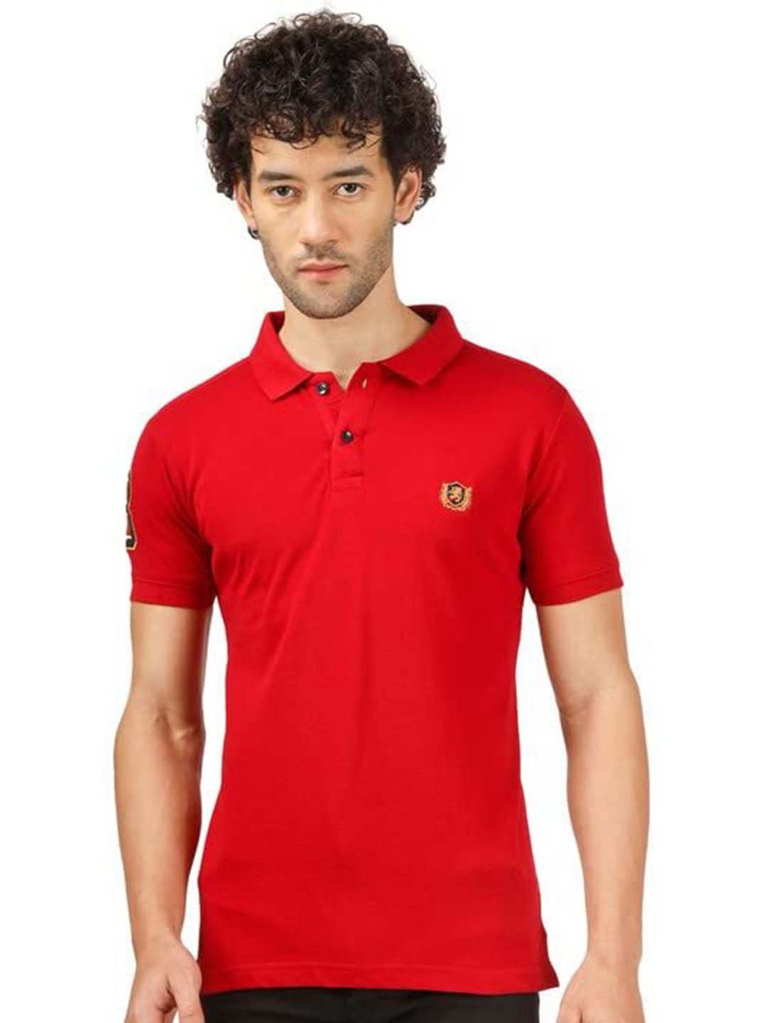 

BLUEFICUS Polo Collar Short Sleeves T-shirt, Red