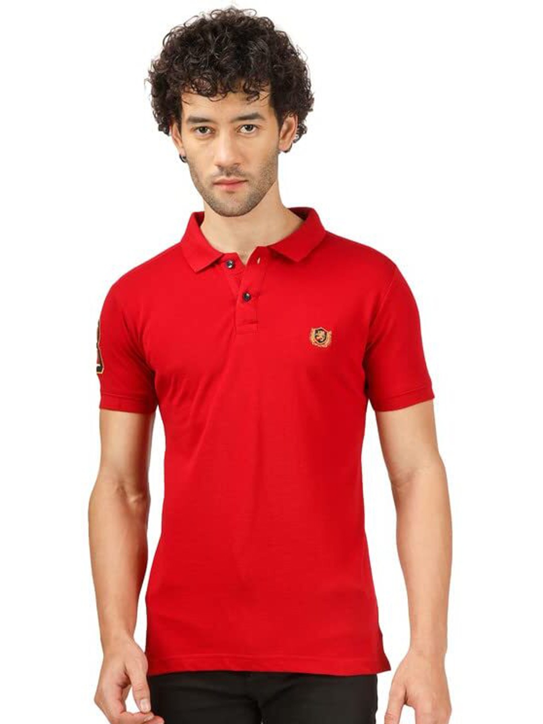 

BLUEFICUS Polo Collar Short Sleeves T-shirt, Red