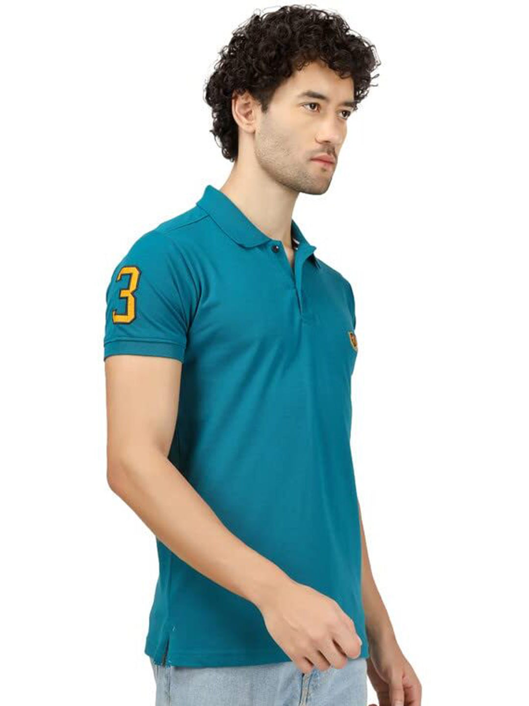 

BLUEFICUS Short Sleeves Polo Collar T-shirt, Teal
