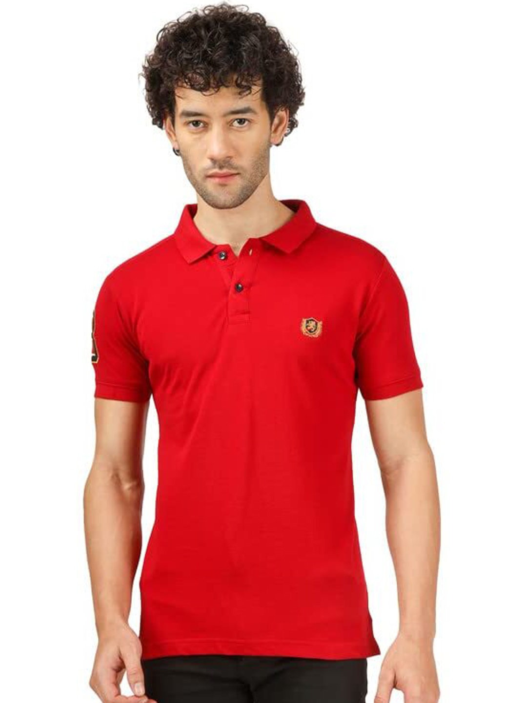 

BLUEFICUS Short Sleeves Polo Collar T-shirt, Red