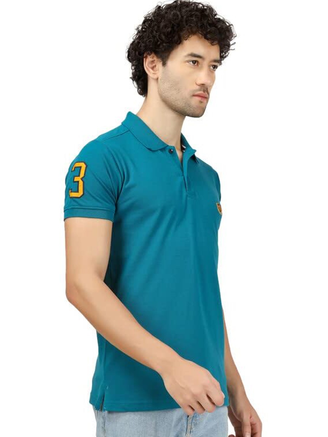 

BLUEFICUS Short Sleeves Polo Collar T-shirt, Teal