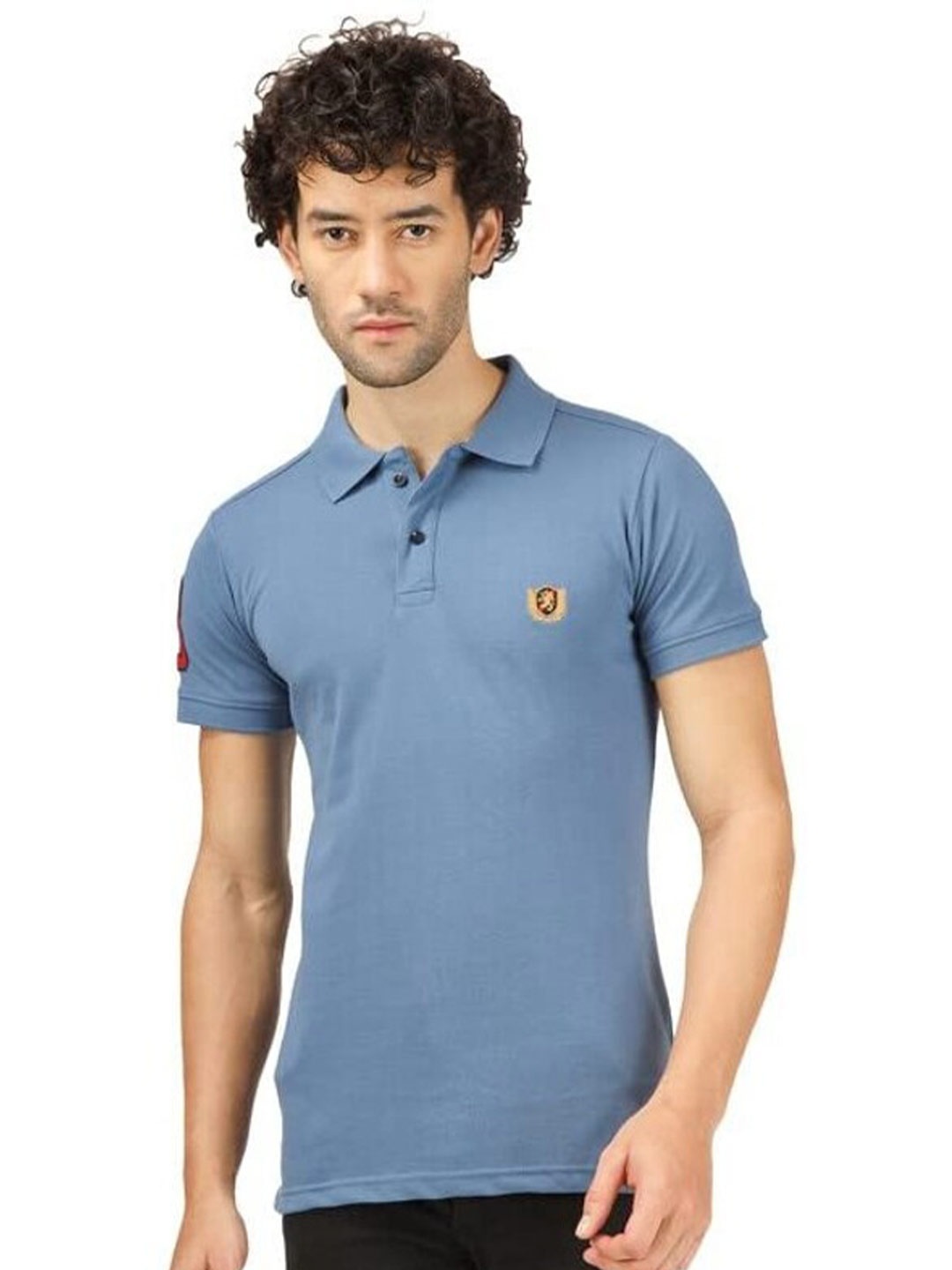 

BLUEFICUS Polo Collar T-shirt, Blue